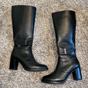 Genuine Leather from Mexico.  Elegant Black Knee-High Boots